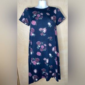 LuLaRoe Carly Dress Navy Blue  Purple Floral Size XS NWT
